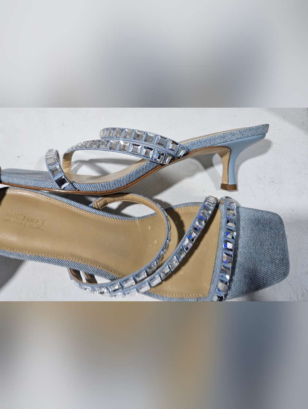 Michael Kors Pale Blue Jeweled Strappy Sandals